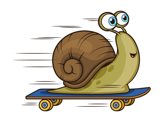 Snail on skateboard. PNG - JPG and vector EPS (infinitely scalable).