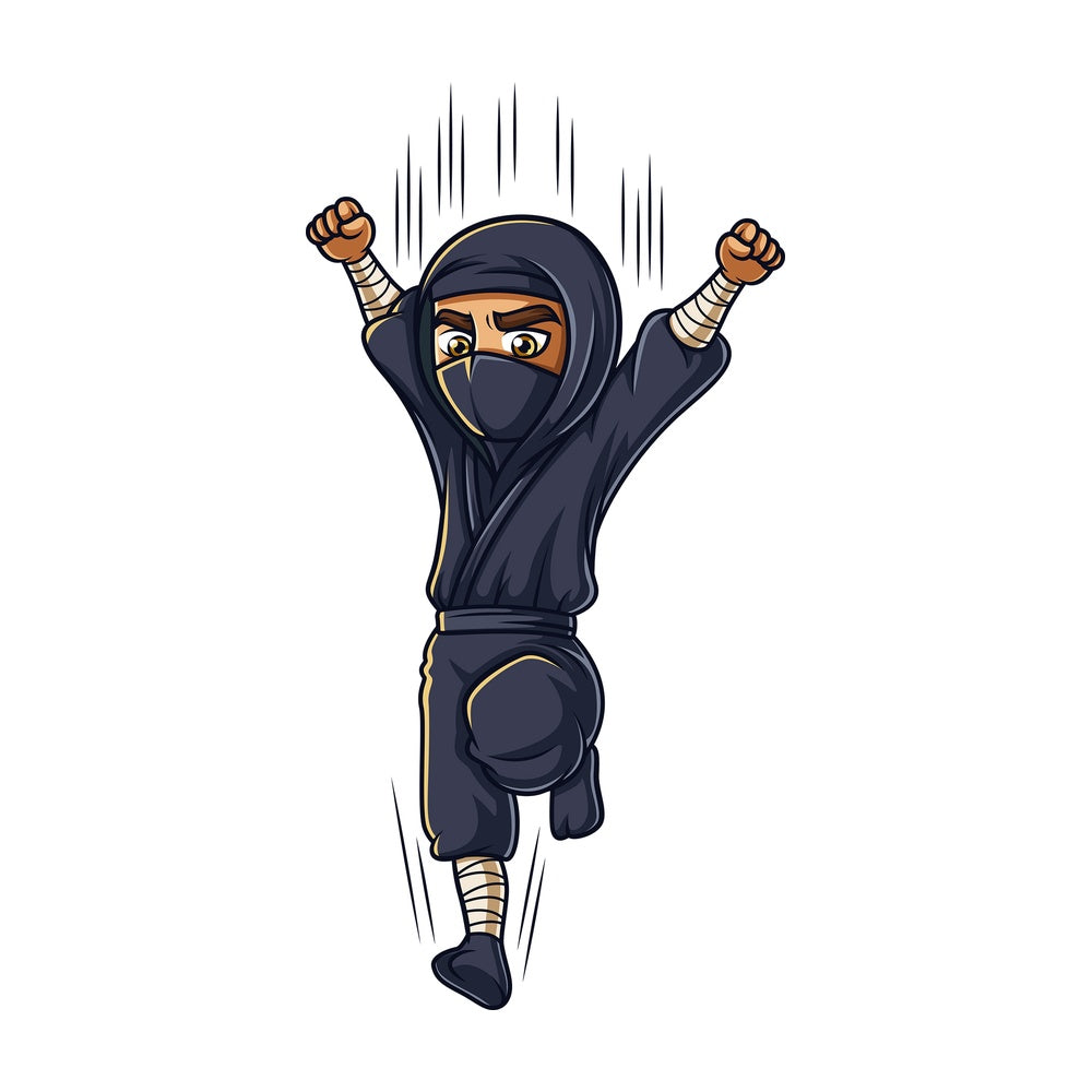 Japanese ninja jumping. PNG - JPG and vector EPS (infinitely scalable).