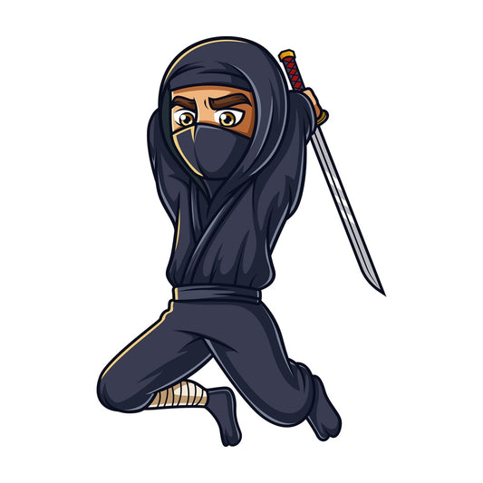 Japanese ninja attacking. PNG - JPG and vector EPS (infinitely scalable).