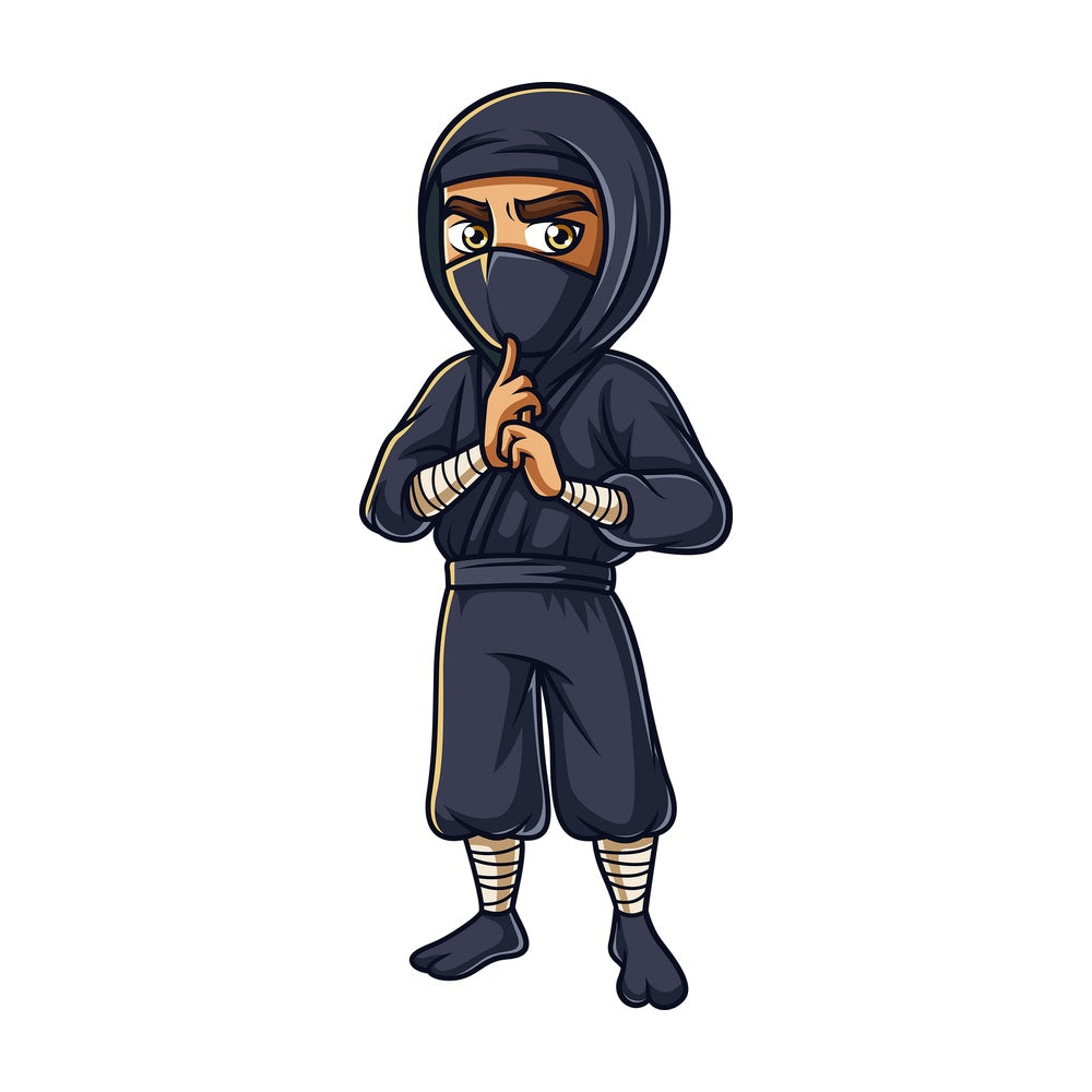 Japanese ninja concentrating. PNG - JPG and vector EPS (infinitely scalable).