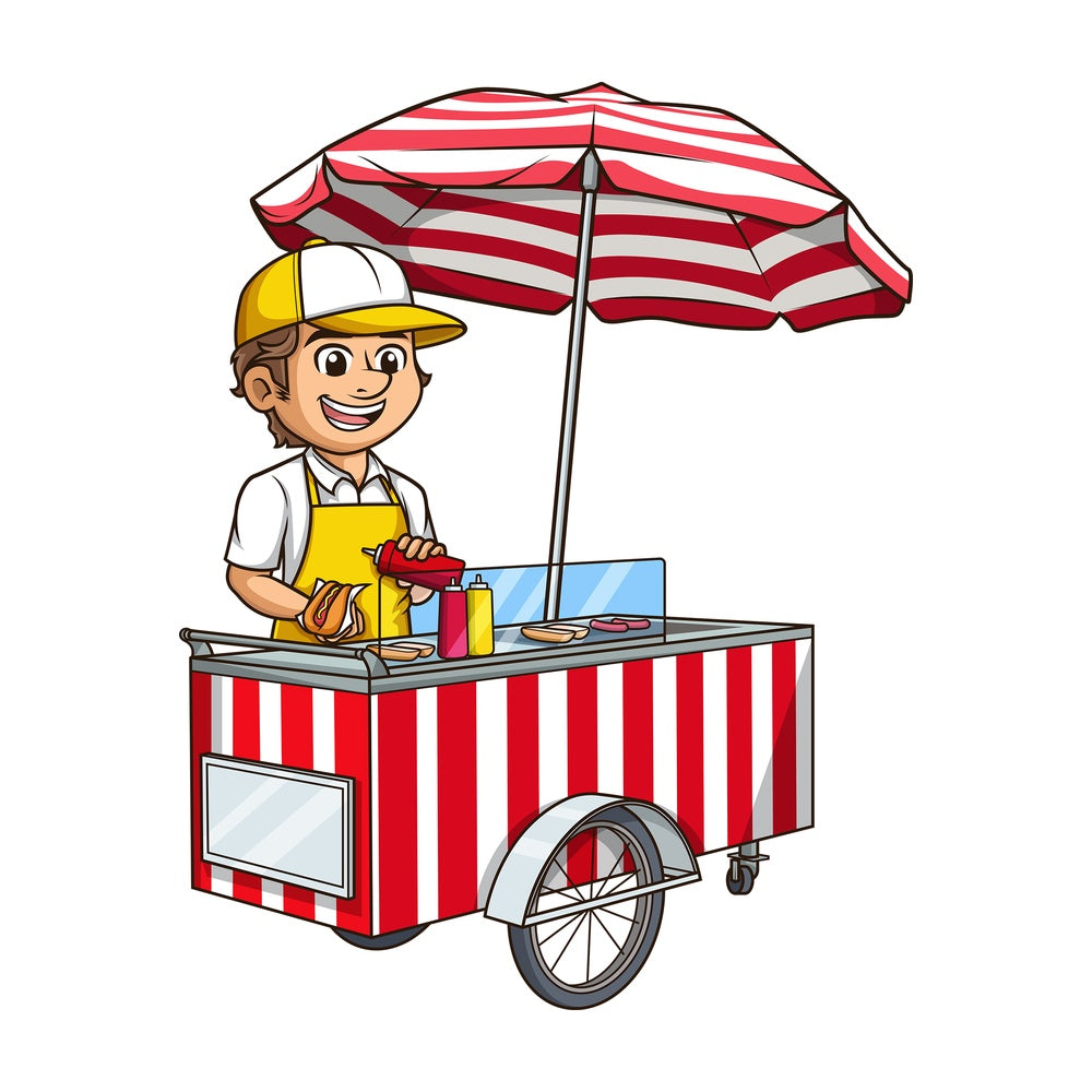 Man making hot dogs. PNG - JPG and vector EPS (infinitely scalable).