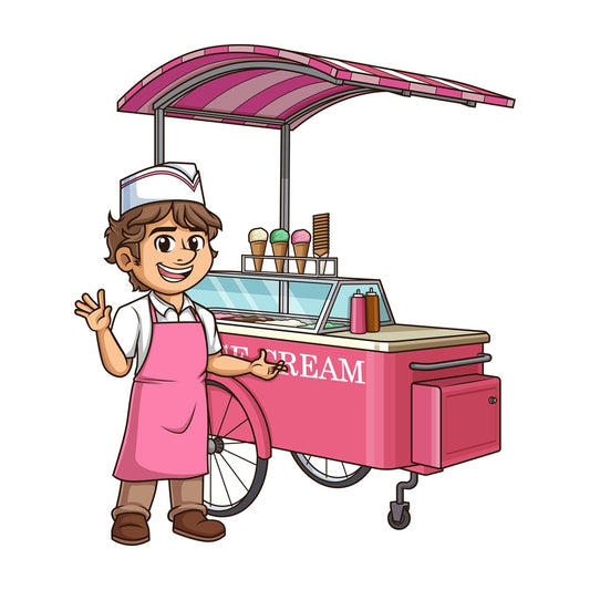 Happy ice cream man. PNG - JPG and vector EPS (infinitely scalable).