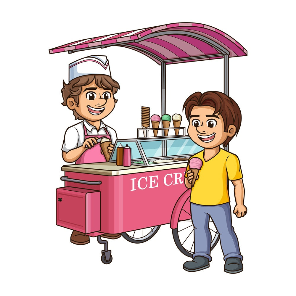Man selling ice cream. PNG - JPG and vector EPS (infinitely scalable).