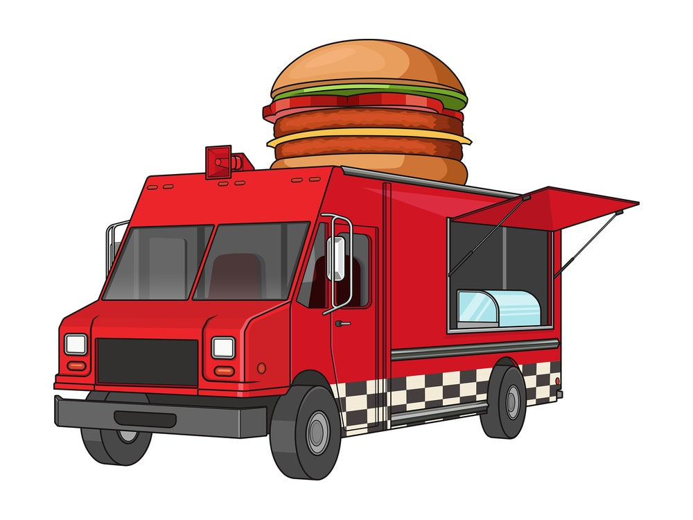 Hamburger food truck. PNG - JPG and vector EPS file formats (infinitely scalable). Image isolated on transparent background.