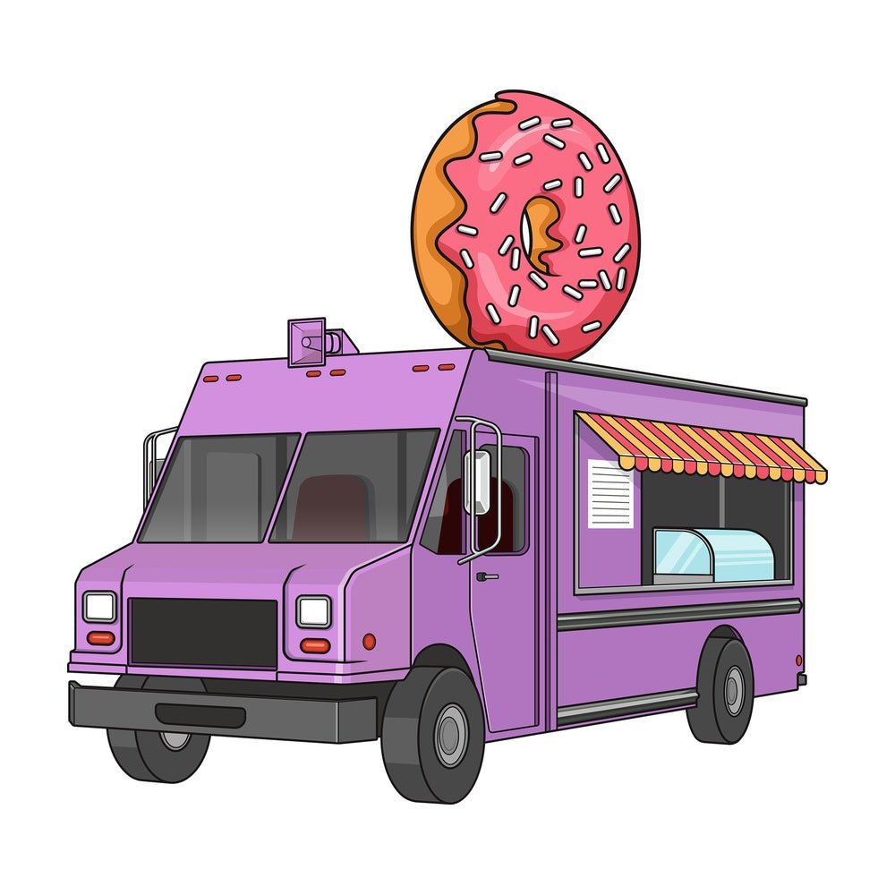 Donut food truck. PNG - JPG and vector EPS file formats (infinitely scalable). Image isolated on transparent background.