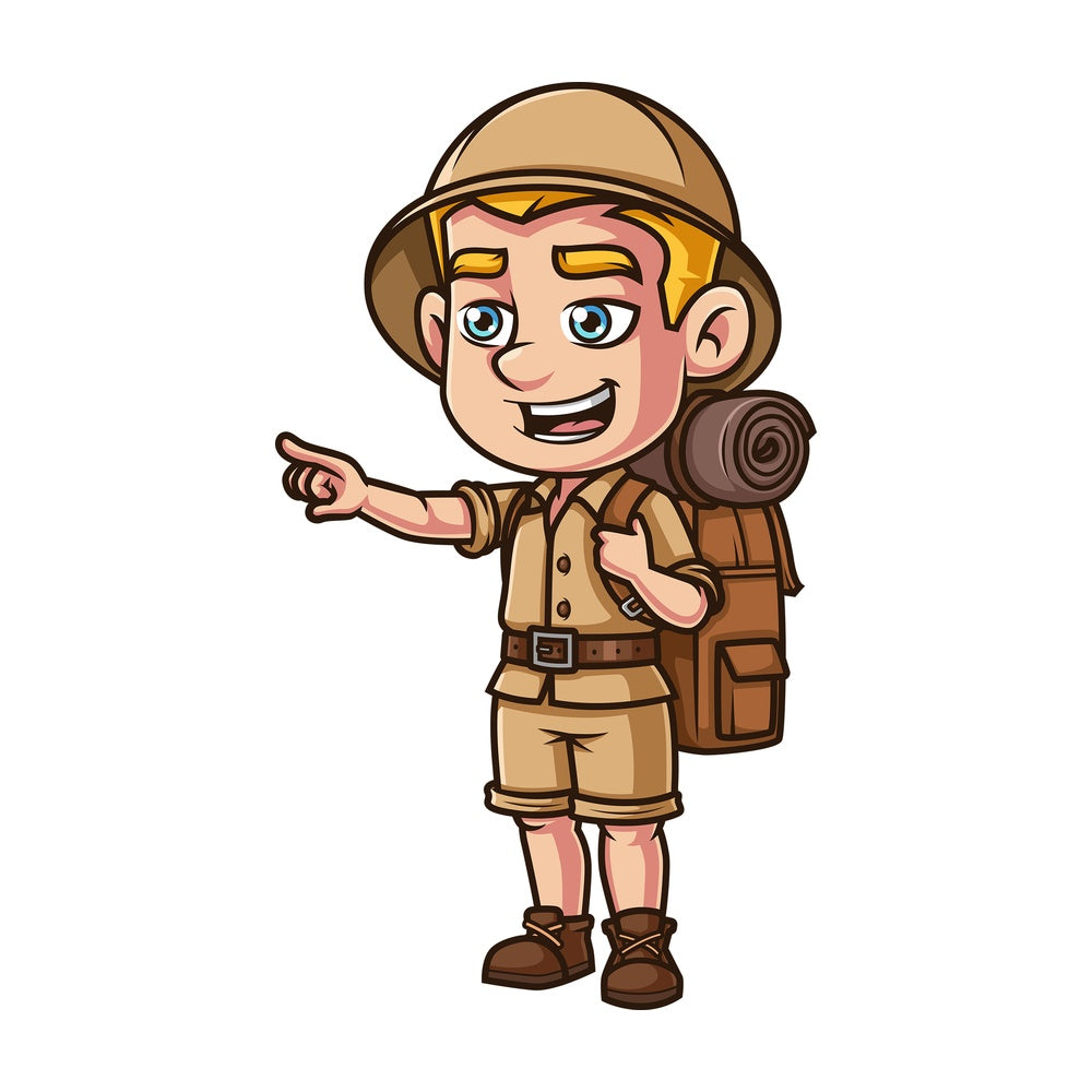 Safari explorer pointing in the distance. PNG - JPG and vector EPS (infinitely scalable).