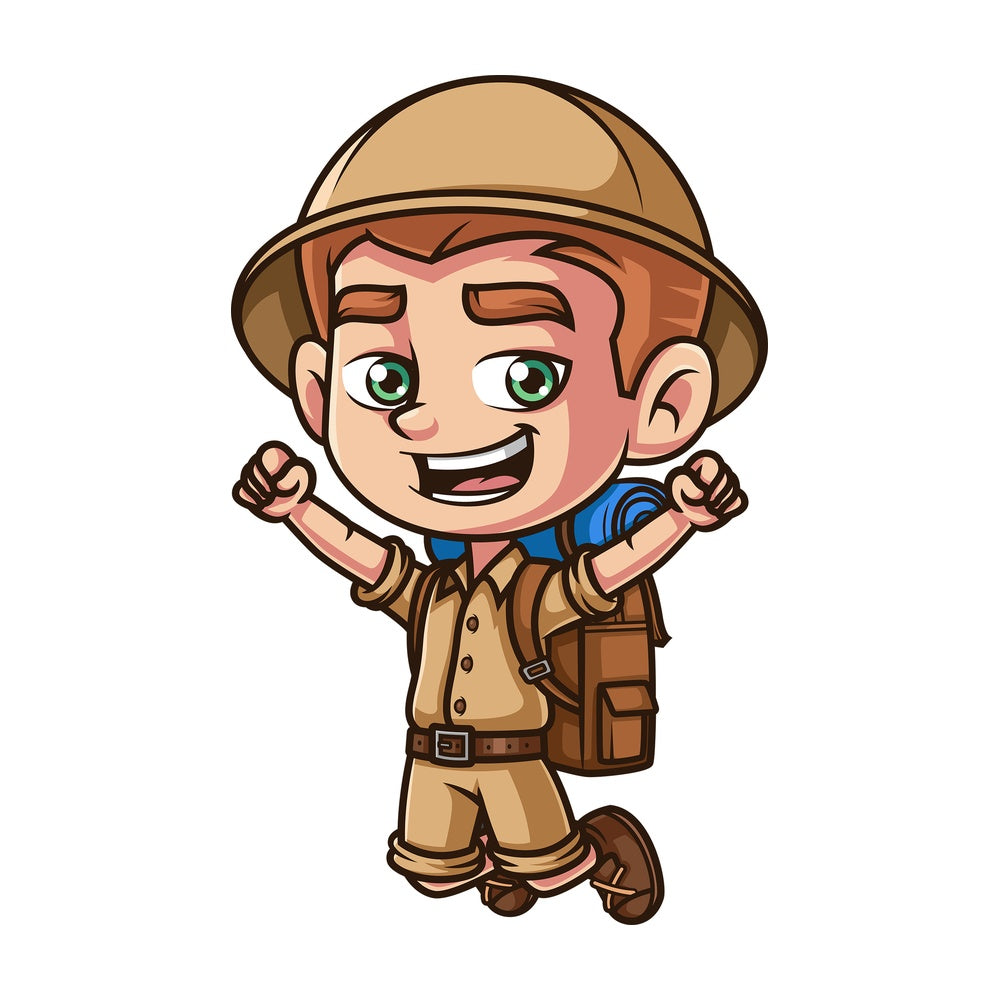 Happy boy explorer. PNG - JPG and vector EPS (infinitely scalable).
