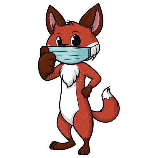 Royalty-free stock vector illustration of a fox wearing surgical mask.