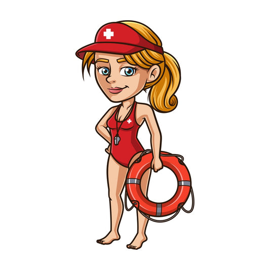 Happy female lifeguard. PNG - JPG and vector EPS (infinitely scalable). Image isolated on transparent background.
