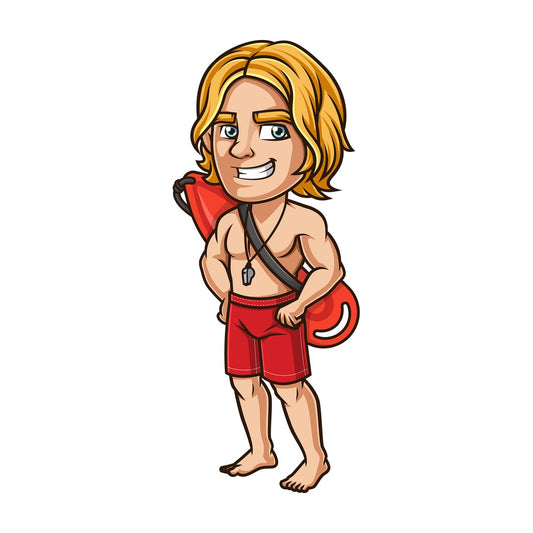 Male lifeguard standing. PNG - JPG and vector EPS (infinitely scalable). Image isolated on transparent background.