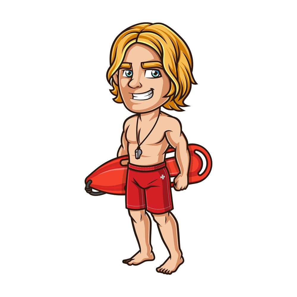 Professional lifeguard with rescue can. PNG - JPG and vector EPS (infinitely scalable). Image isolated on transparent background.