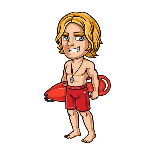 Professional lifeguard with rescue can. PNG - JPG and vector EPS (infinitely scalable). Image isolated on transparent background.