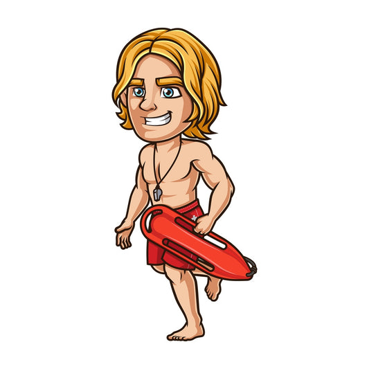 Male lifeguard running. PNG - JPG and vector EPS (infinitely scalable). Image isolated on transparent background.