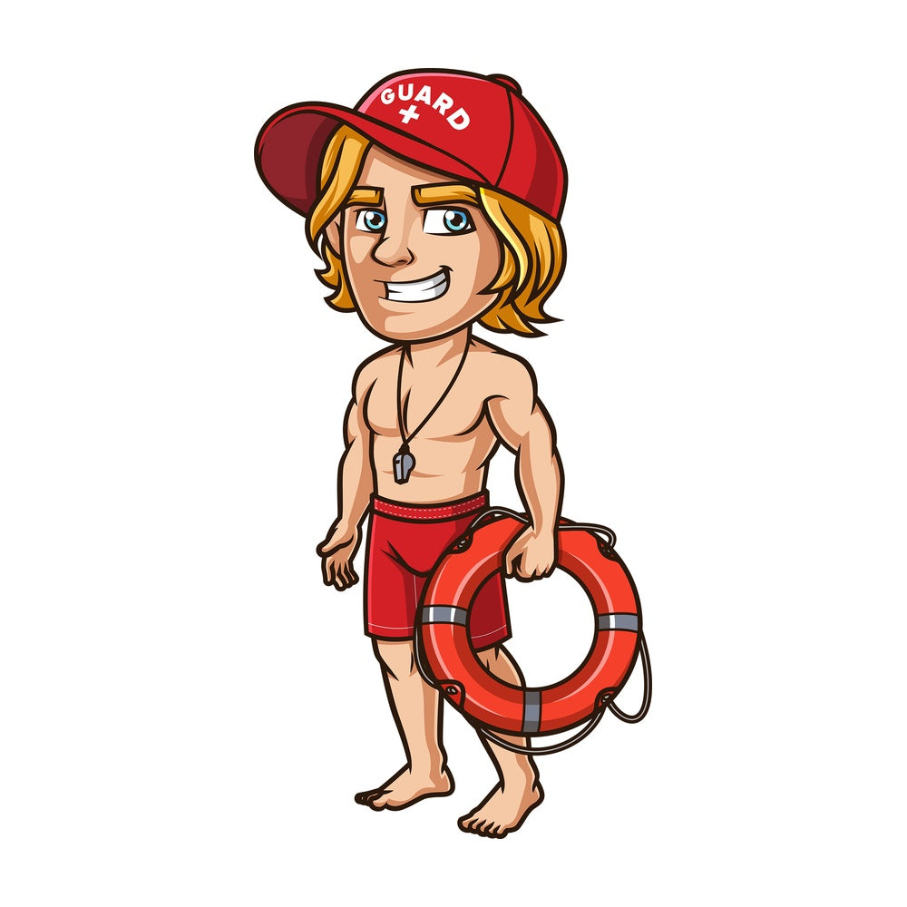 Lifeguard holding ring buoy. PNG - JPG and vector EPS (infinitely scalable). Image isolated on transparent background.