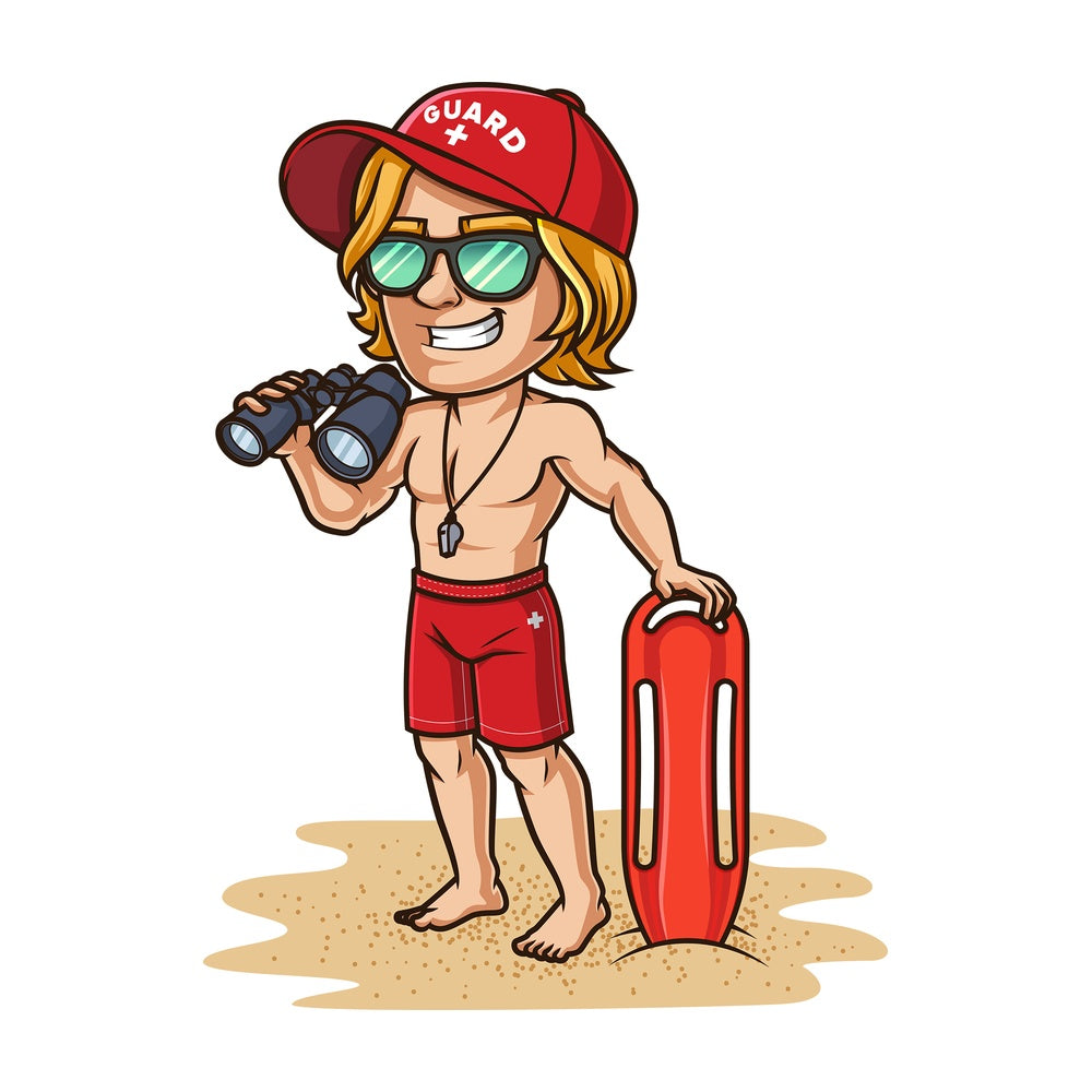 Male lifeguard with binoculars. PNG - JPG and vector EPS (infinitely scalable). Image isolated on transparent background.