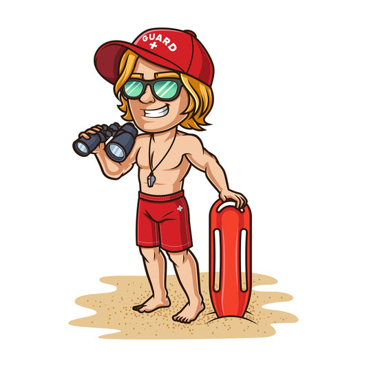 Male lifeguard with binoculars. PNG - JPG and vector EPS (infinitely scalable). Image isolated on transparent background.