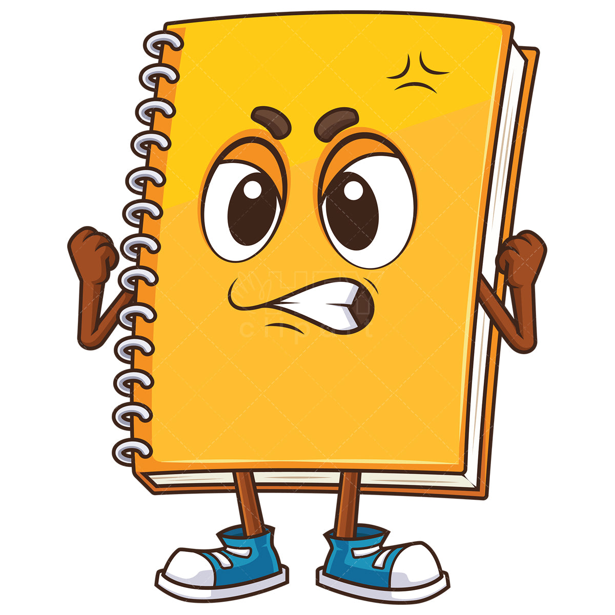 Angsty Notebook Angry Notebook Character Cartoon Vector Illustration - Download Image ...