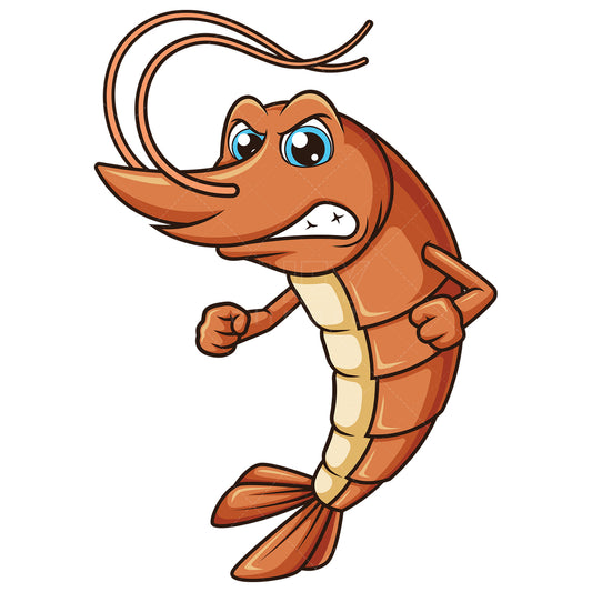 Royalty-free stock vector illustration of an angry shrimp.