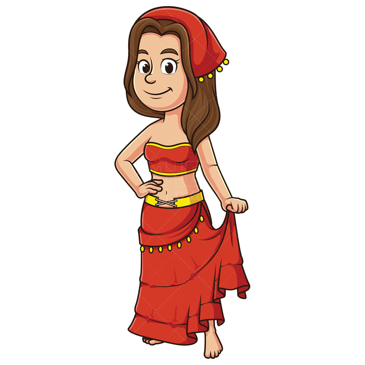 Shell Dancer Cartoon Belly Dancer Cartoon Vector Illustration - Download Image Now ...