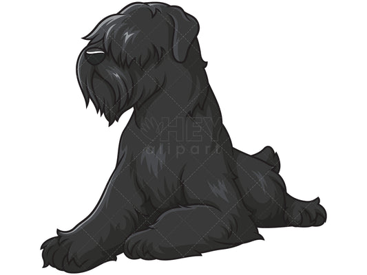 Royalty-free stock vector illustration of a black russian terrier lying down.