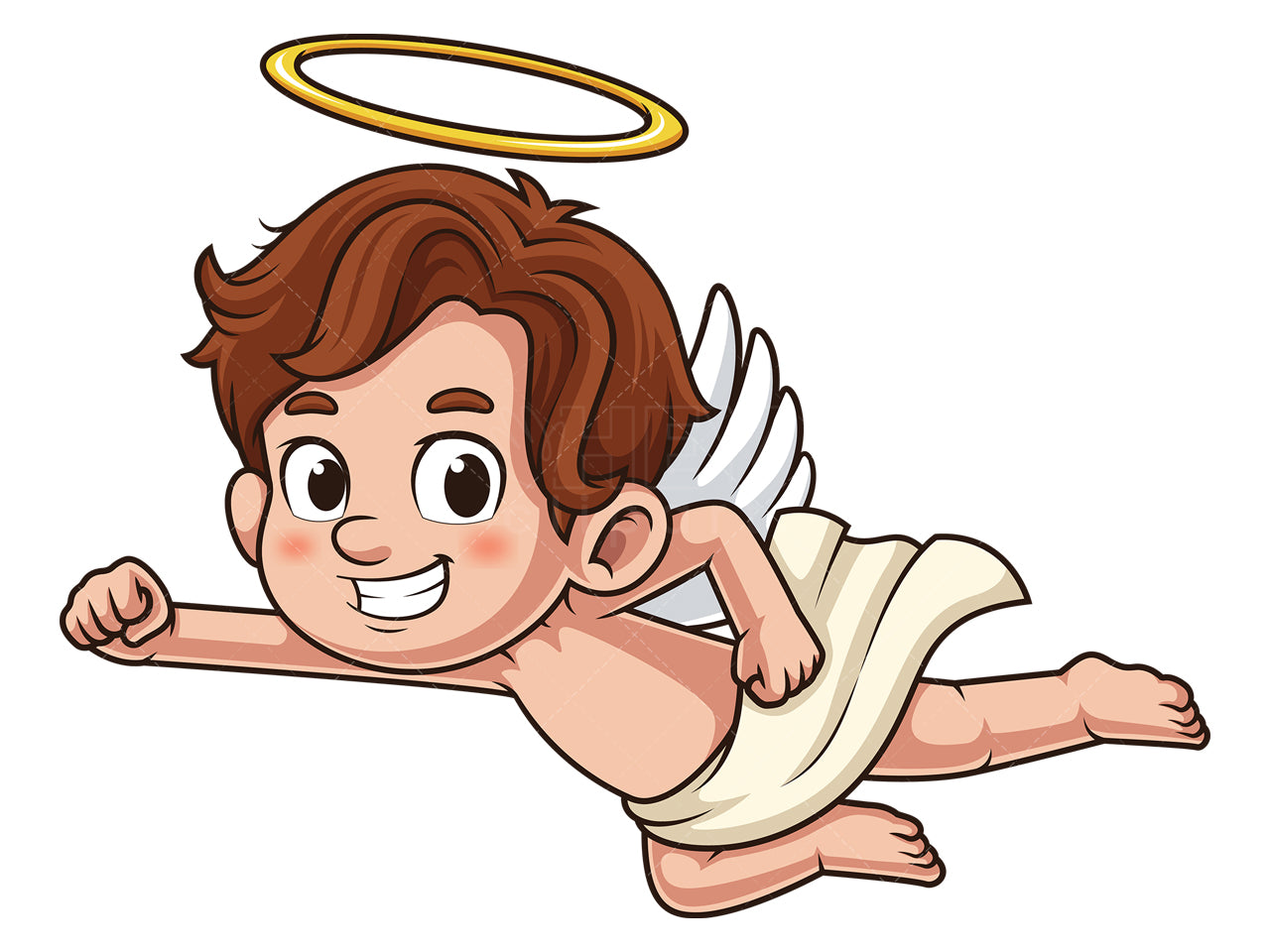 Royalty-free stock vector illustration of a cherub flying.