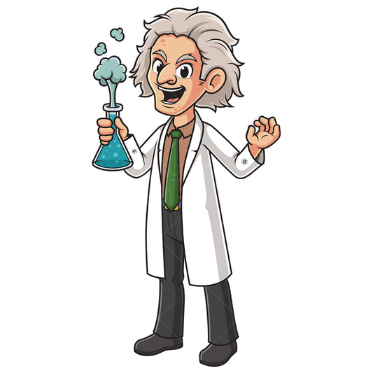 Royalty-free stock vector illustration of a crazy scientist.