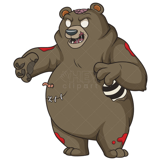 Royalty-free stock vector illustration of a creepy zombie bear.