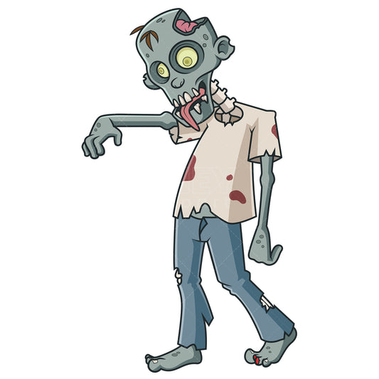 Royalty-free stock vector illustration of a creepy zombie walking.