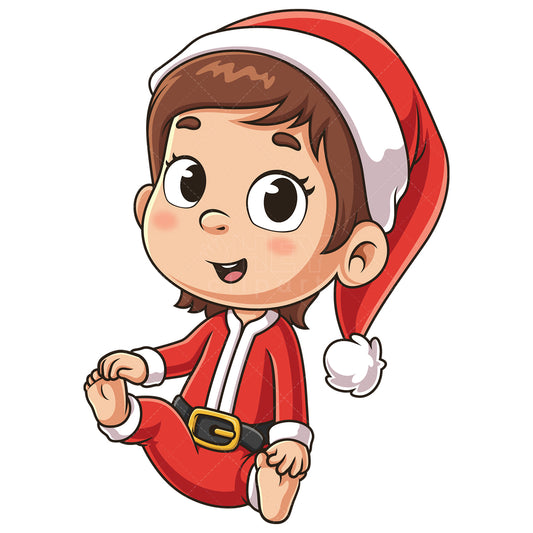 Royalty-free stock vector illustration of a cute baby girl santa.