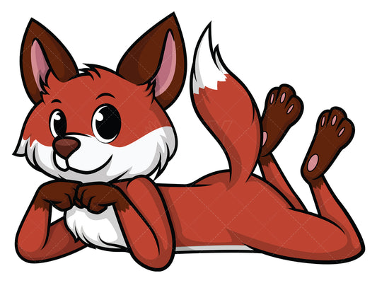 Royalty-free stock vector illustration of a cute fox lying down.