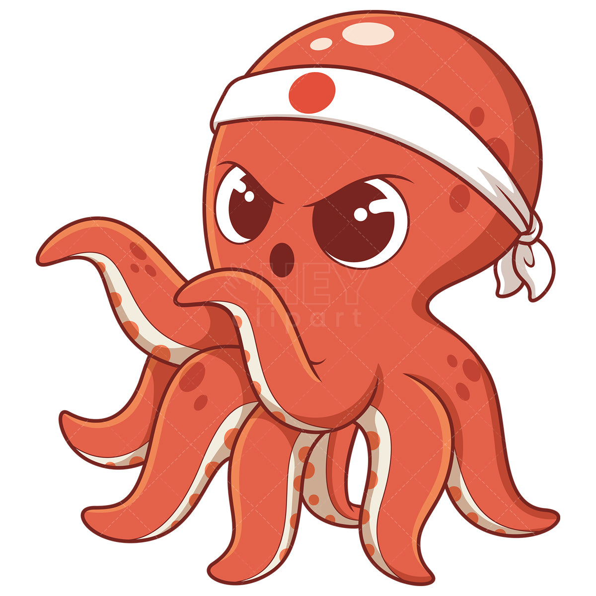 Royalty-free stock vector illustration of a cute octopus doing karate.