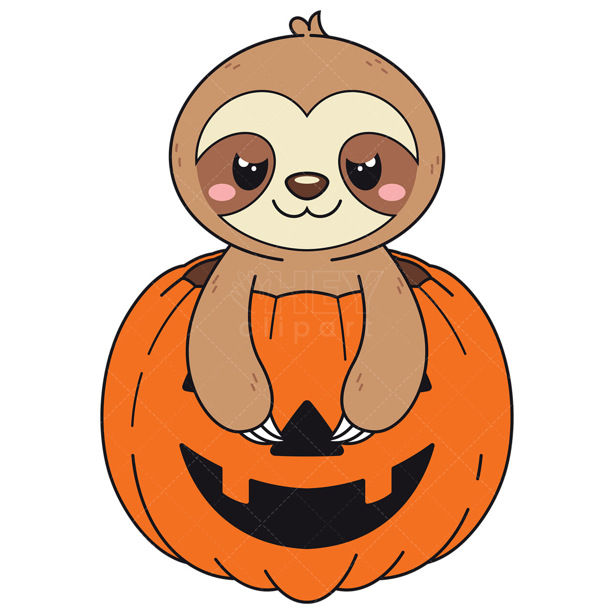 Royalty-free vector illustration of a cute sloth in jack-o-lantern.