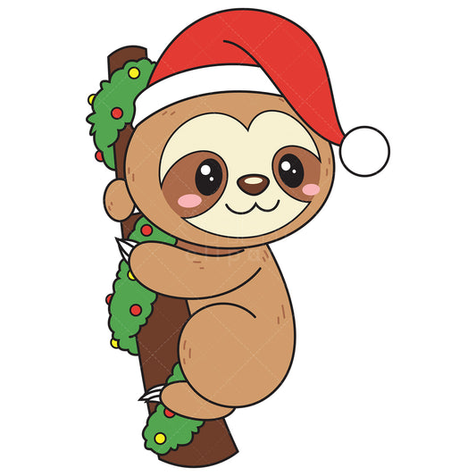 Royalty-free vector illustration of a cute xmas sloth.