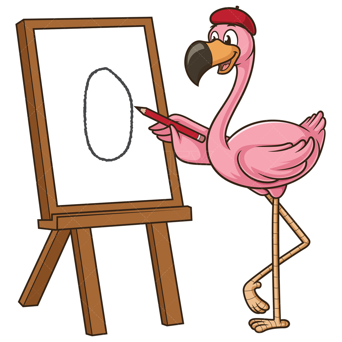 Royalty-free stock vector illustration of a flamingo drawing a picture.