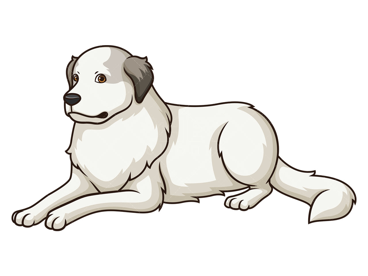 Royalty-free stock vector illustration of a great pyrenees dog lying down.