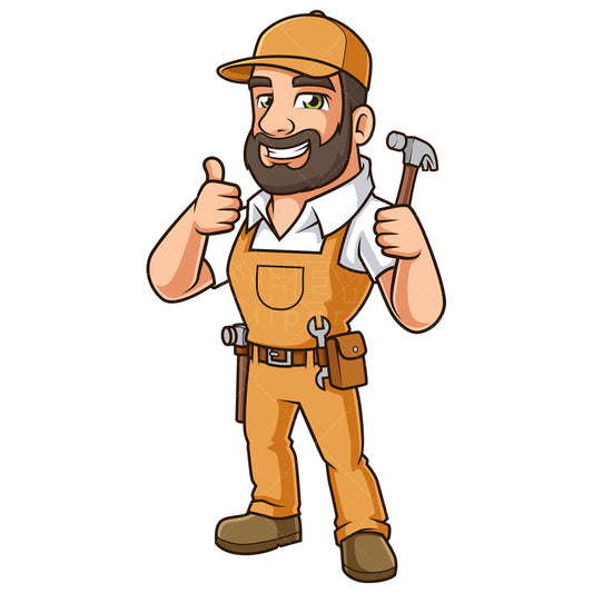 Royalty-free stock vector illustration of a handyman thumbs up.