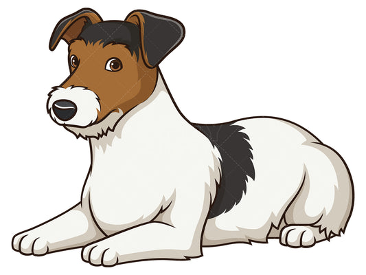 Royalty-free stock vector illustration of a jack russell dog lying down.