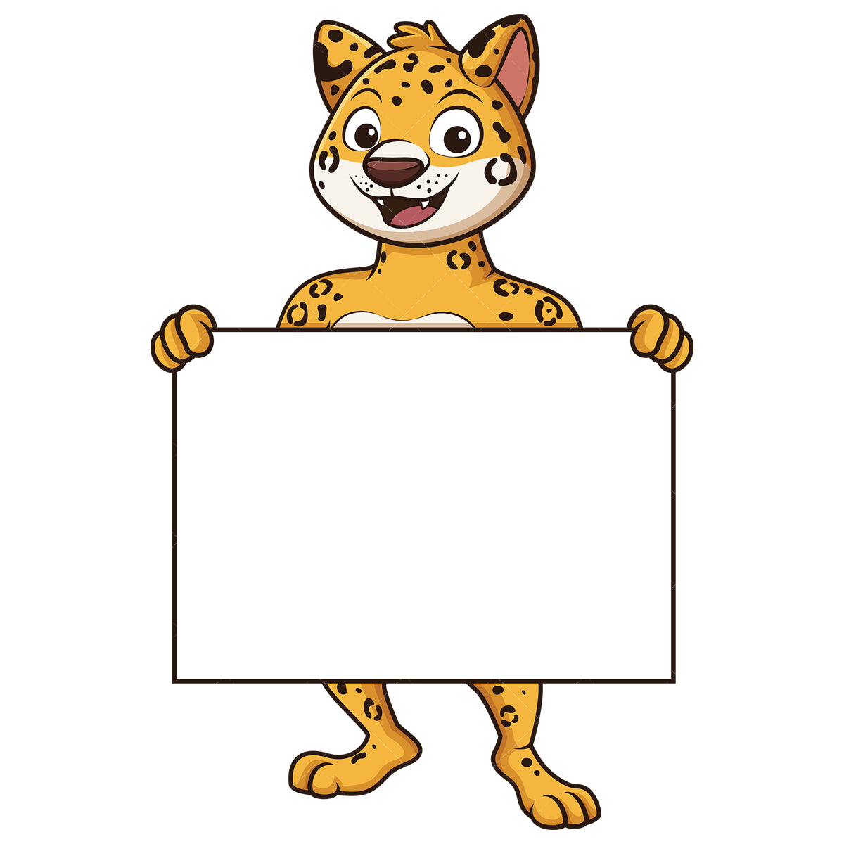 Royalty-free stock vector illustration of a jaguar holding blank sign.