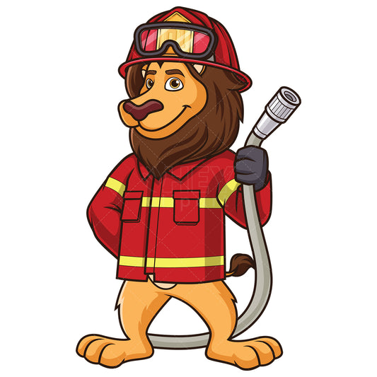 Royalty-free stock vector illustration of a lion firefighter.