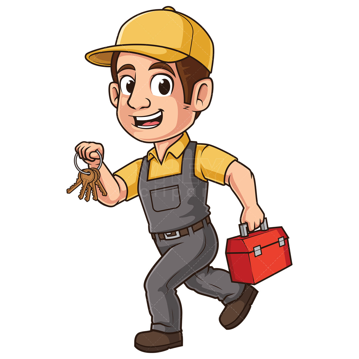 Royalty-free stock vector illustration of a locksmith running.