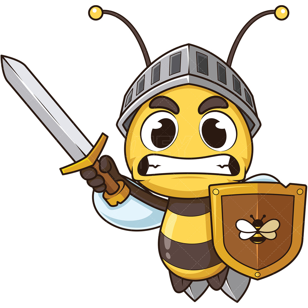 Royalty-free stock vector illustration of a mad bee warrior charging.