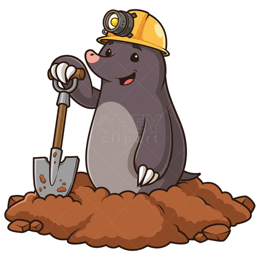 Royalty-free stock vector illustration of a mole miner in hole.