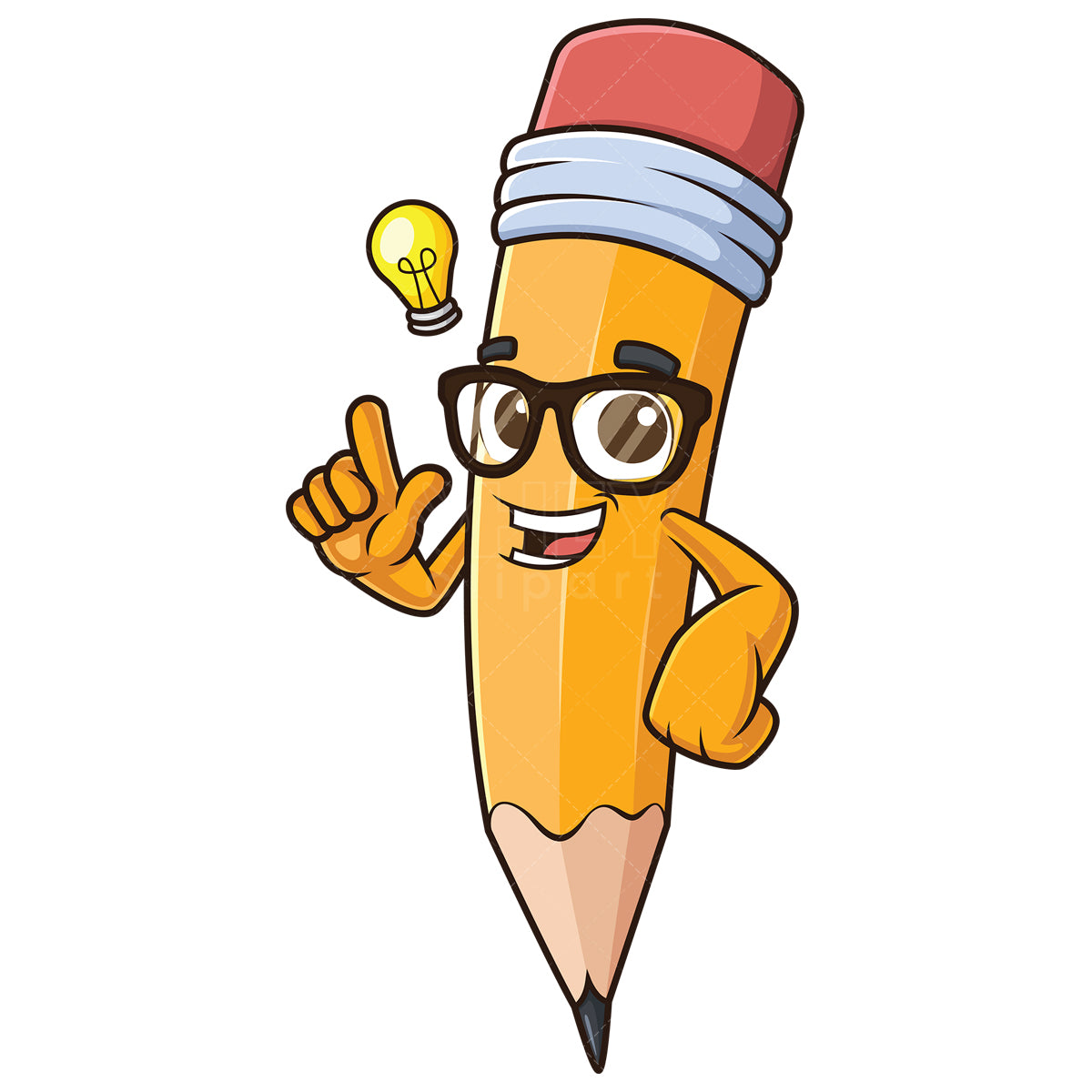 Royalty-free stock vector illustration of a pencil having an idea.