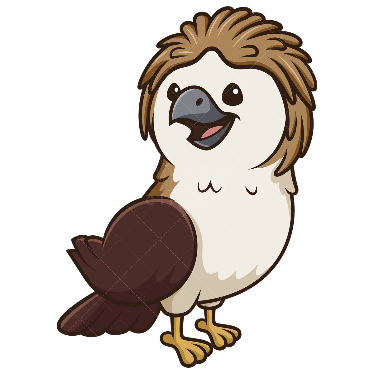 Royalty-free stock vector illustration of a philippine eagle in chibi kawaii style.