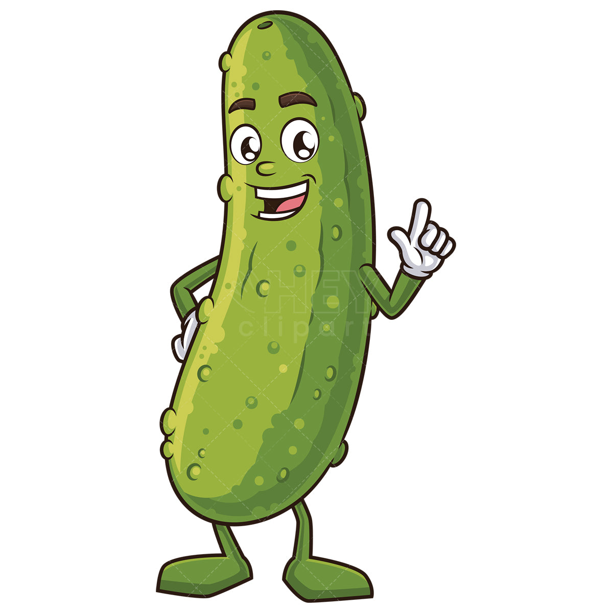 Royalty-free stock vector illustration of a pickle pointing up.