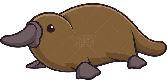 Royalty-free stock vector illustration of a platypus in chibi kawaii style.