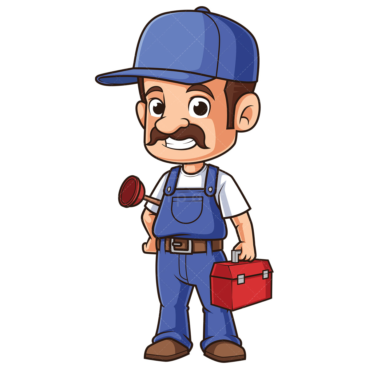 Royalty-free stock vector illustration of a plumber grinning.