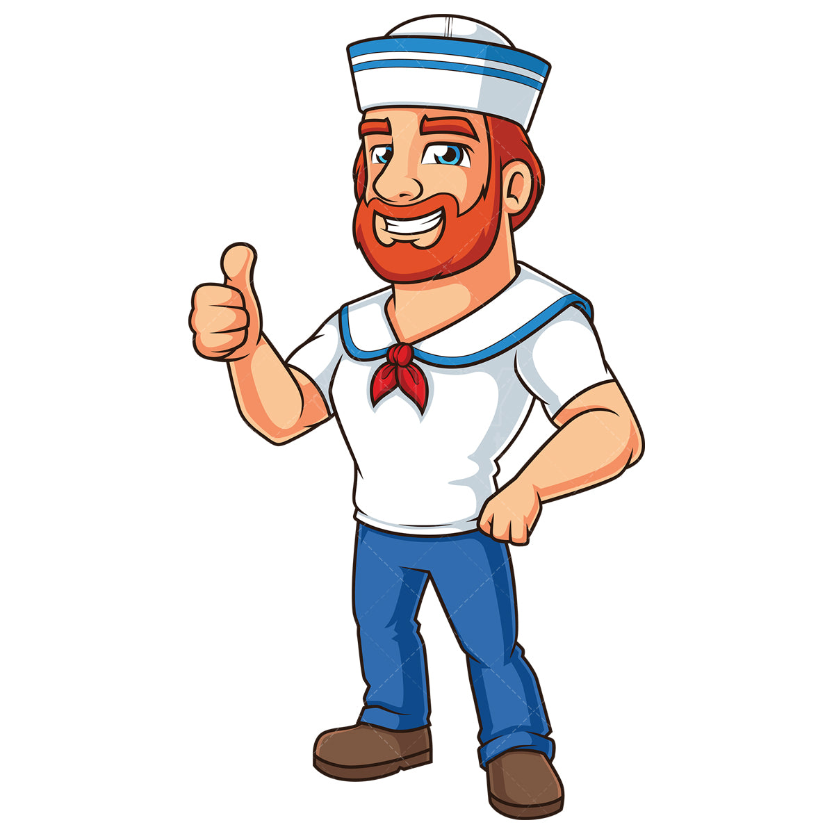 Royalty-free stock vector illustration of a sailor thumbs up.