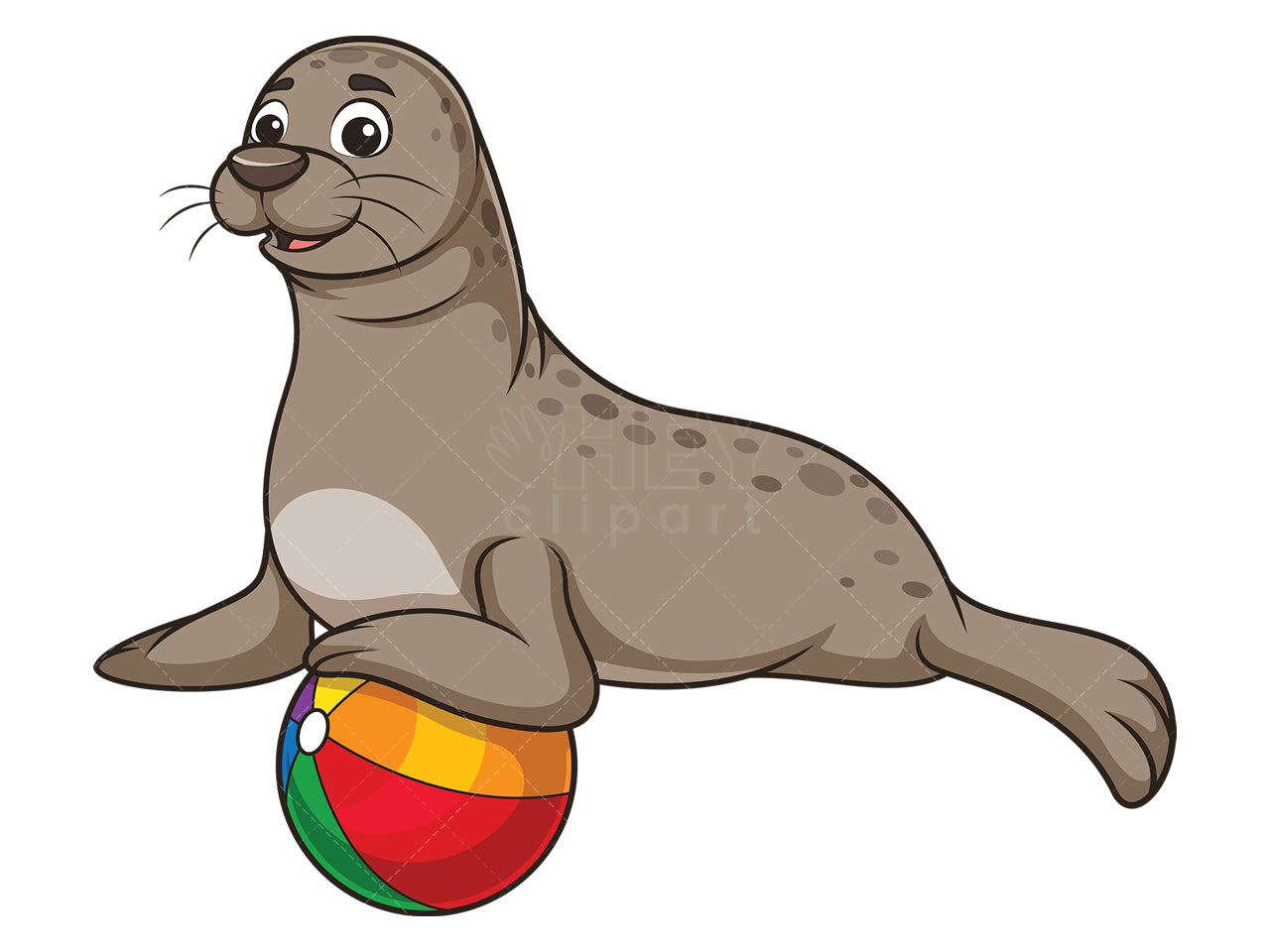 Royalty-free stock vector illustration of a sea lion with ball.