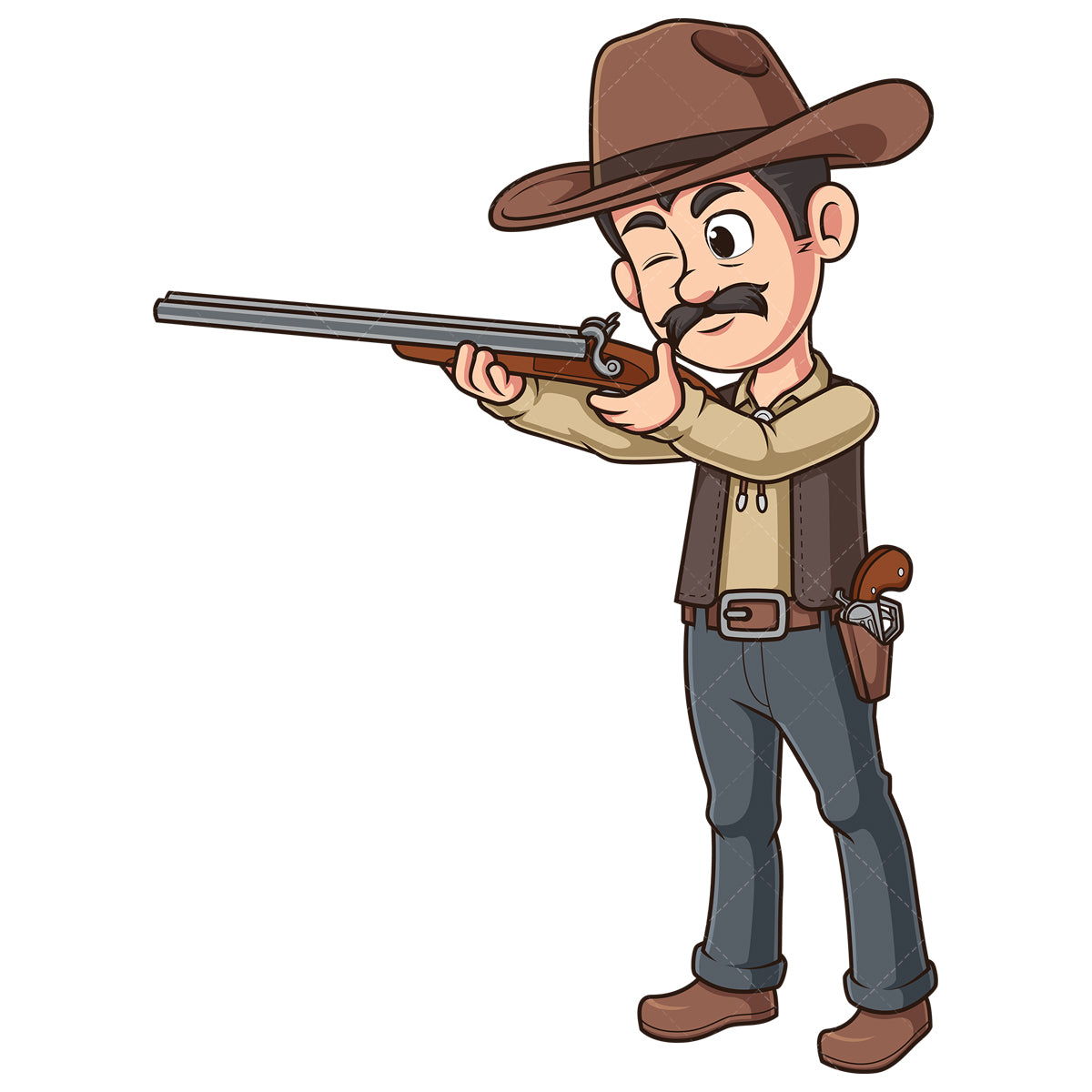 Royalty-free stock vector illustration of a sheriff aiming with shotgun.